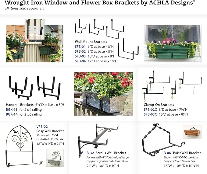 Achla Designs Window Flower Box Wall Brackets, 6 inch - Image 5