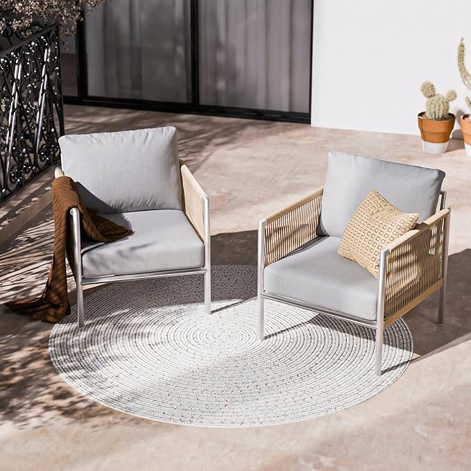 ZANDOR Aluminum Outdoor Patio Furniture 2 Pcs Armchair, All-Weather Metal by ZANDOR%7CCraftingYourOutdoorElegance