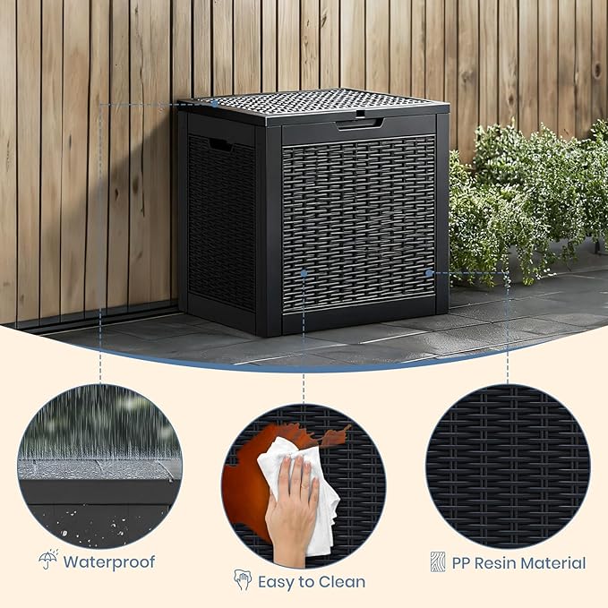 NEWBULIG 31 Gallon Deck Box, Weatherproof Resin Lockable Outdoor Storage - Image 4