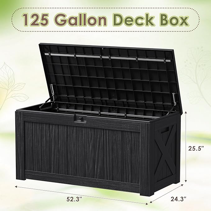 Devoko 125 Gallon Outdoor Storage Box, Waterproof Resin Deck Box - Image 7