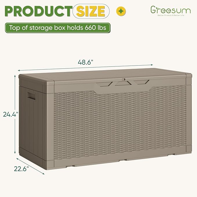 Greesum Outdoor Storage Box 100 Gallon Storage Bin - Image 8