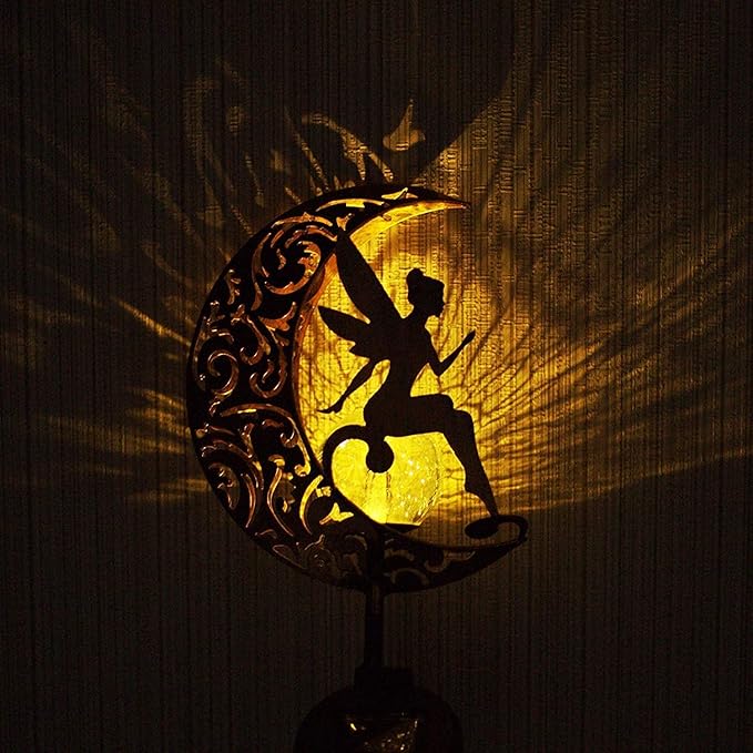 YJFWAL Garden Solar Lights Pathway Stake Lights Moon Fairy Glass Globe - Image 2