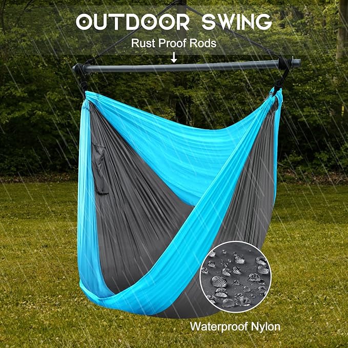 Hammock Chair, Hanging Chair for Outdoor Indoor, Large Lightweight Swing Chair - Image 3