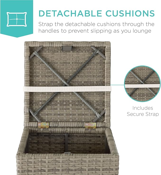 Best Choice Products Set of 2 Wicker Ottomans, Additional Seating, Side Table - Image 5