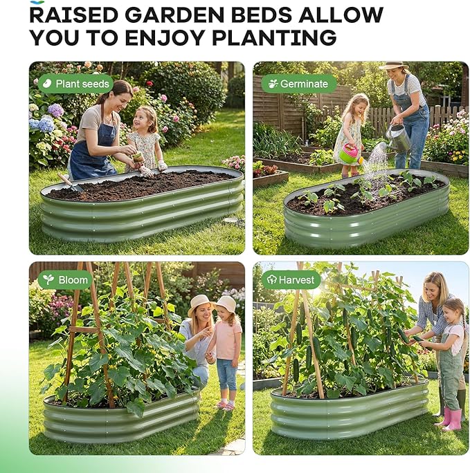 Galvanized Raised Garden Bed Outdoor, Rust-Resistant Garden Planter Box - Image 5