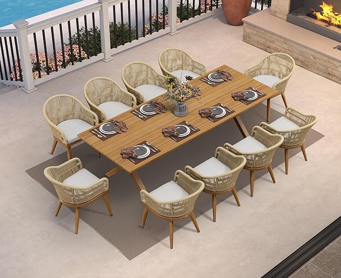 PURPLE LEAF 11 Pieces Patio Dining Set by PURPLELEAF
