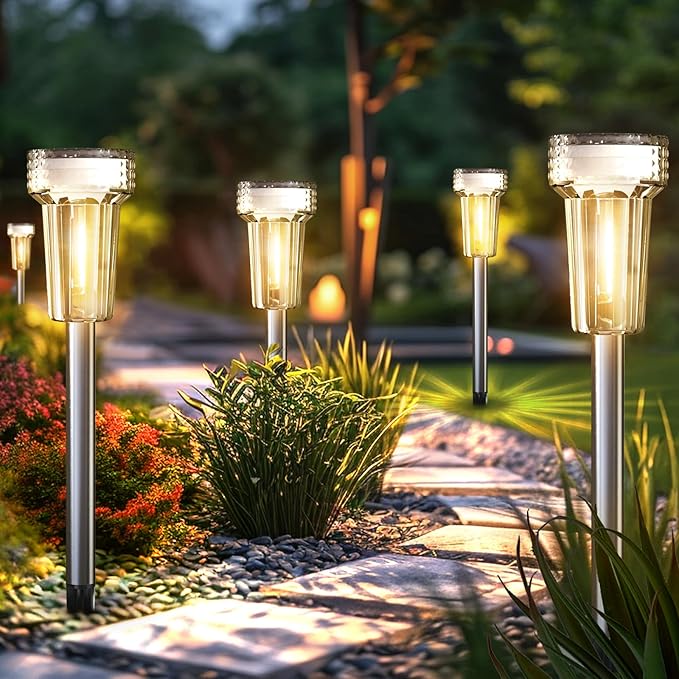 Mancra Solar Lights Outdoor Waterproof, 8 Pack Stainless Steel Tungsten Bulb - Image 2