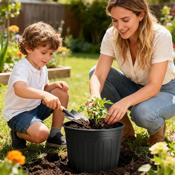 30 Pack 5 Gallon Plastic Nursery Pots, 12.8 Inch Thickened Soft Plant Pots - Image 3