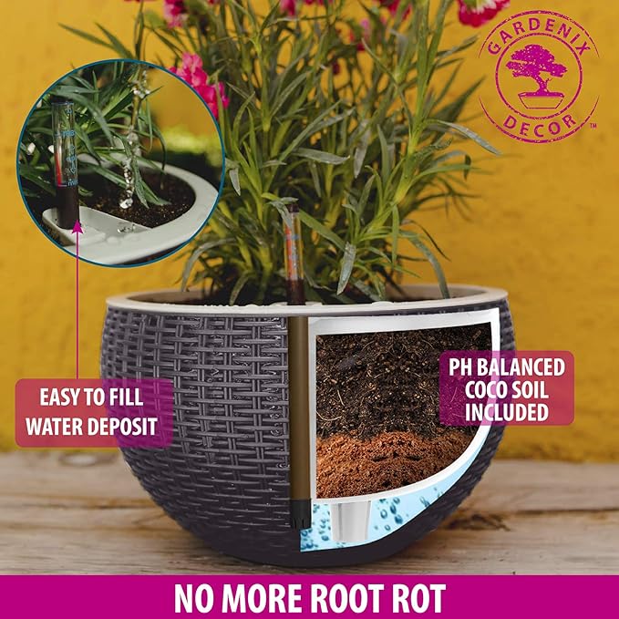 GARDENIX DECOR 11'' Self Watering Hanging planters - Image 4