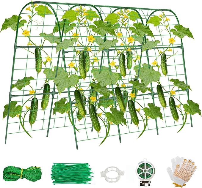 Cucumber Trellis for Raised Bed, U-Shape Garden Trellis for Climbing Plants by ZPMOCKAQ