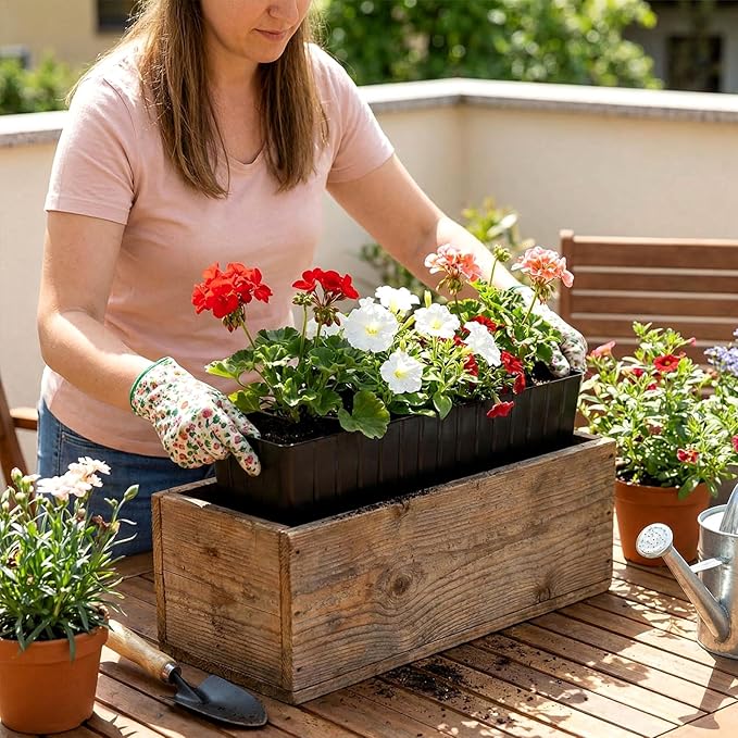 BreezeHug 36 Pcs Plastic Planter Liners Rectangular Plastic Inserts 10.5" x 3" - Image 3