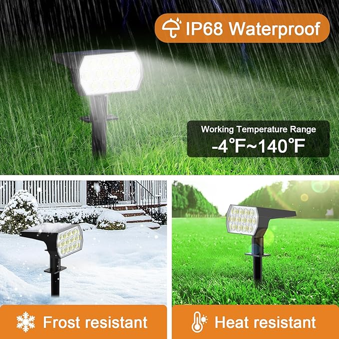 WELALO Solar Spot Lights Outdoor, Solar Landscape Spotlights, Solar Powered - Image 4