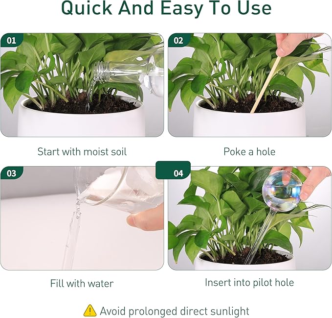 Large Extra-Thick Clear Glass Plant Watering Globes, Rainbow Gradient Self - Image 6