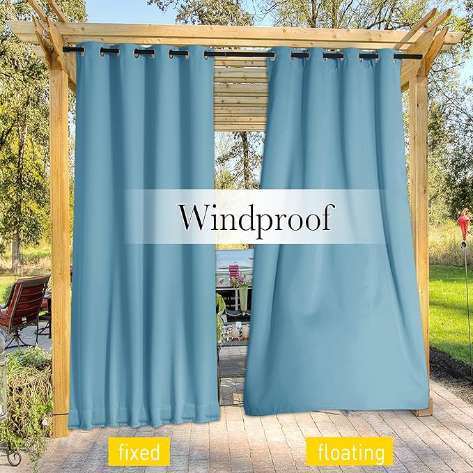 NICETOWN 2 Panels Weighted Blackout Outdoor Curtains - Image 7