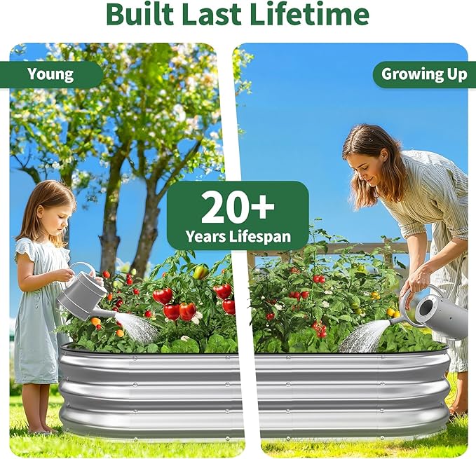Kesfitt Raised Garden Bed, Oval Open-Bottom Design, 12-Inch Deep - Image 9