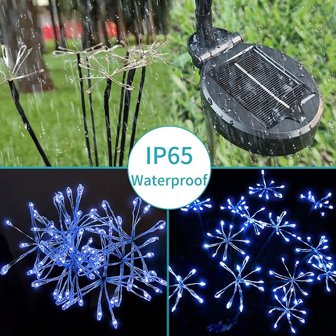 JJGoo Solar Garden Lights, New Upgraded 2 Pack Solar Swaying Starburst Light - Image 4