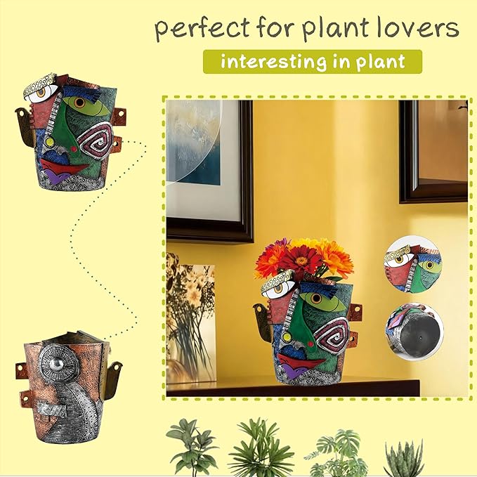 Picasso Abstract Face Flower Pot, Unique Resin Crafted Planter - Image 4
