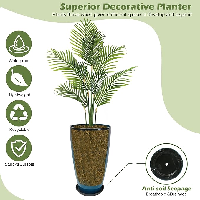 2 Packs 21 inch Tall Planter, Indoor Outdoor Round Planter - Image 5
