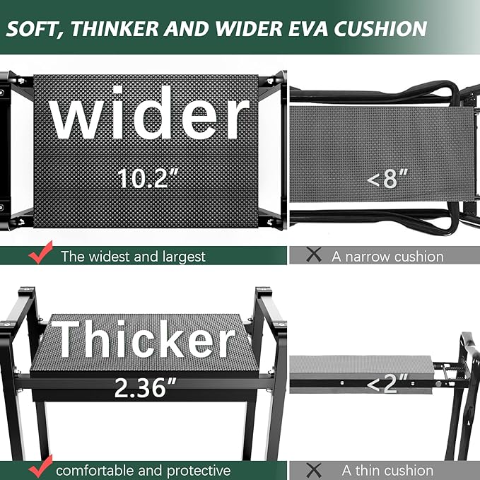 FLINTER 10.2" Wider Garden Kneeler and Seat, Heavy Duty Thick Gardening Bench - Image 5