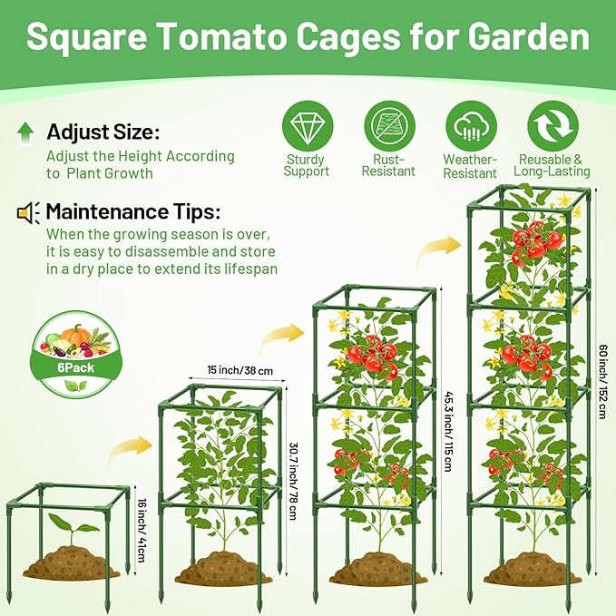 Legigo 6 Pack Square Tomato Cages - Image 2