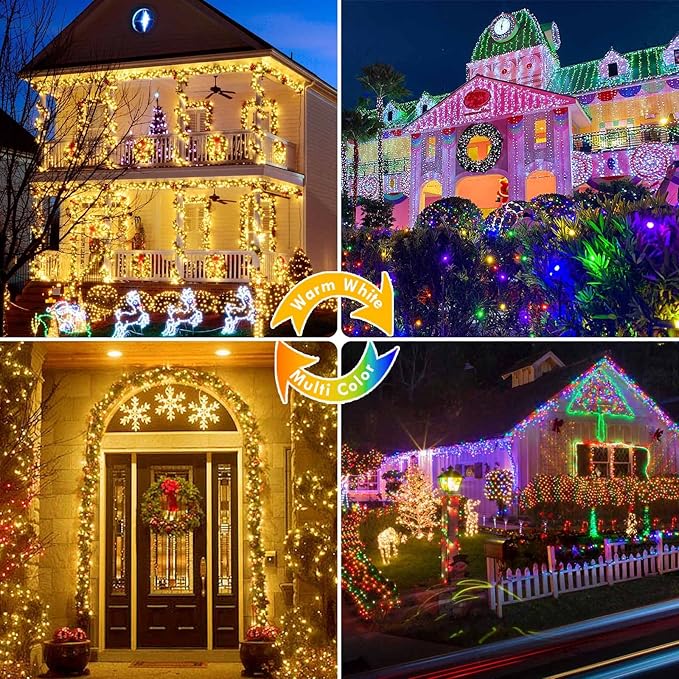 Warm White to Multicolor Color Changing 200 LED 66FT Connectable Christmas - Image 5