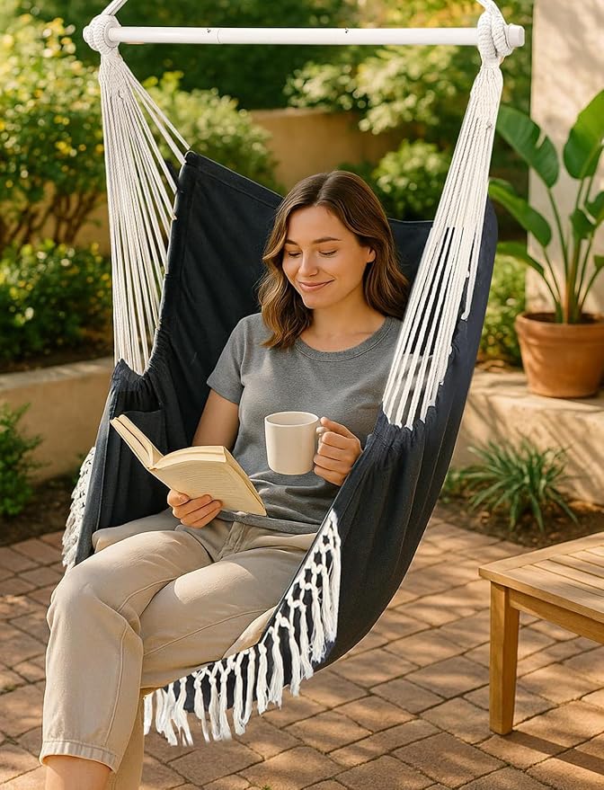 Chihee Hammock Chair Hanging Swing Max 500 Lbs 2 Cushions Included Steel - Image 2