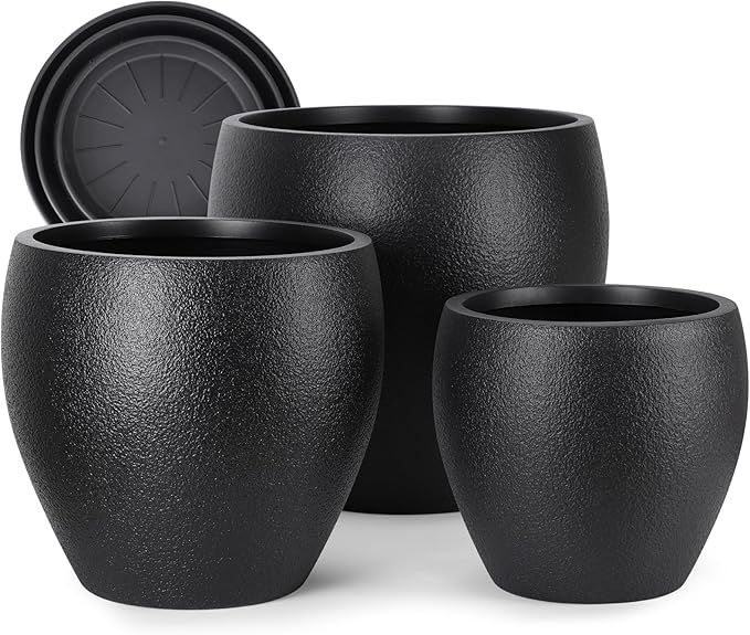 Plant Pots 17.5/14.8/12.2 inch Set of 3, Flower Pots by AFamilyofGardenLovers