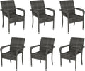 Yaheetech Set of 6 Stackable Outdoor Rattan Dining Chairs, All-Weather Armchair by Yaheetech