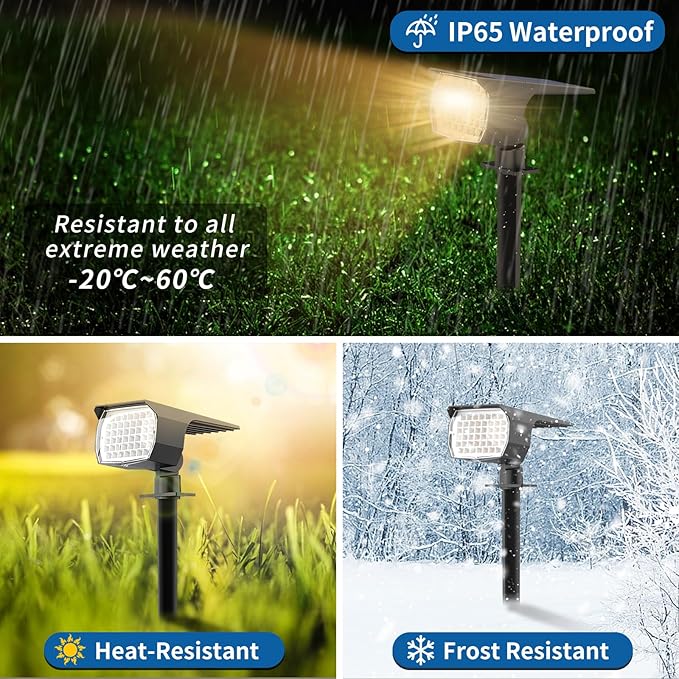 Solar Spot Lights Outdoor Waterproof IP65, 6 Pack Landscape Spotlights - Image 4