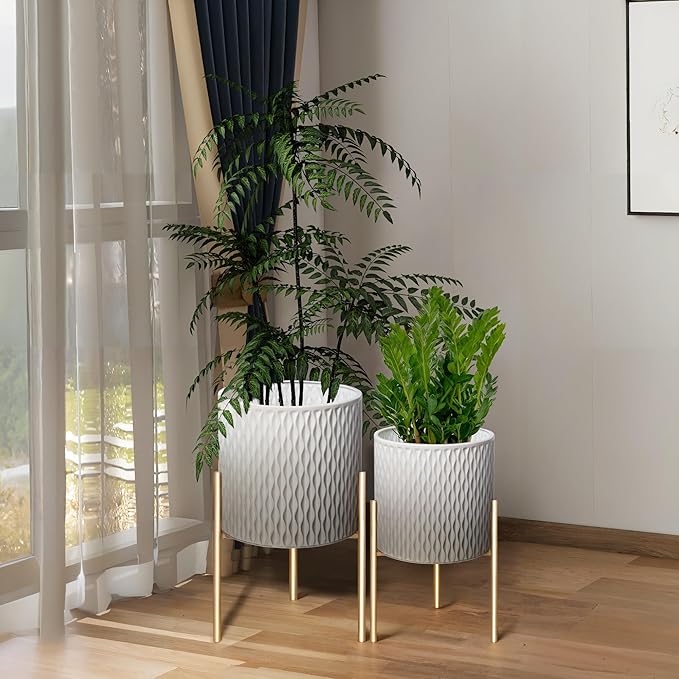 ARNIS Plants Pots with Stand, Unique Mid Century Decorative Metal Flower Pots by ARNIS