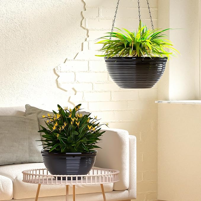 2 Pack Hanging Planters for Indoor Outdoor Plants, 10 Inch Hanging Planter - Image 5