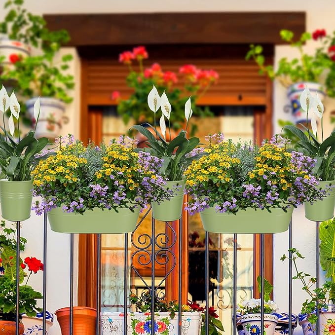 HowRU Metal Iron Flower Pots for Railing Fence Hanging Bucket Pots and Hanging - Image 7