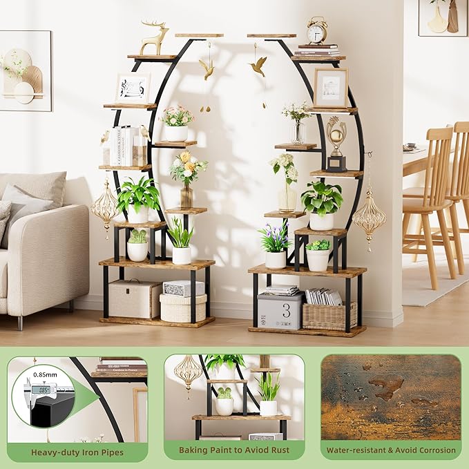 Plant Stand Indoor with Grow Lights, 9 Tiered Metal Plant Shelf, Large Plant - Image 7