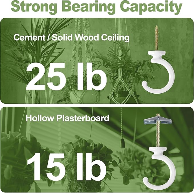 2PCS Ceiling Hooks for Hanging Plants, Heavy Duty Plant Swag Hooks, Hanging - Image 3