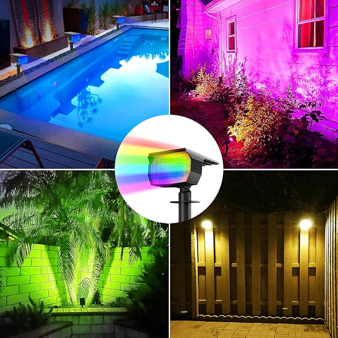 nipify 8 Pack Solar Spot Lights Outdoor Color Changing, 7 Modes Halloween RGB - Image 4