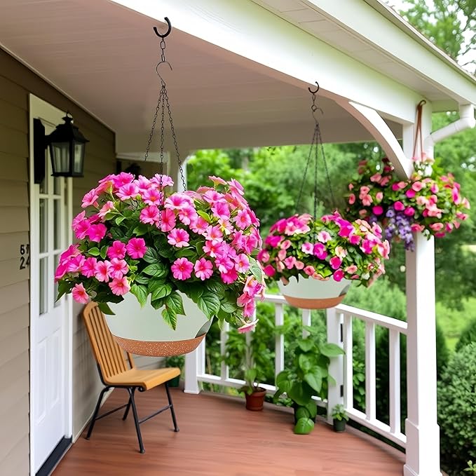 2 Pack 12 Inch Self Watering Hanging Planters - Image 9