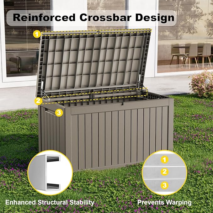 ROJIK Outdoor Storage Housing Deck Box, Waterproof Patio Furniture, Garden Tools - Image 5