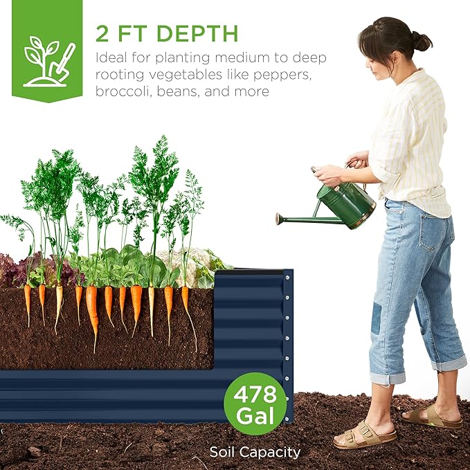 Best Choice Products 8x4x2ft Outdoor Metal Raised Garden Bed, Deep Root Planter - Image 4