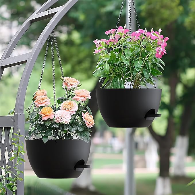 Set of 3-10 Inch Self Watering Hanging Planters - Image 7