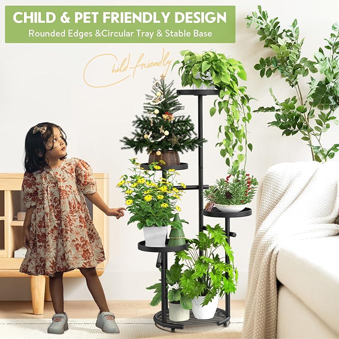 TOSKING 5 Tier Tall Plant Stand Indoor Outdoor, Heavy Duty Corner Plant Stand - Image 4