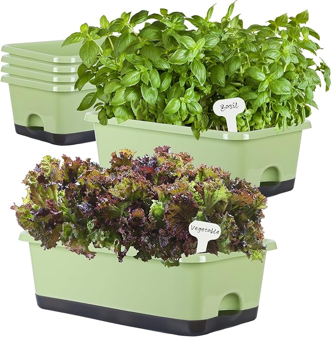 Window Box Planter 6 Pcs, 17 Inches Rectangle Flower Pots by Oliz