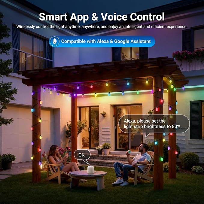 NEEWER 96ft Outdoor String Lights, App Control Smart AI RGBW Hanging Outside - Image 4