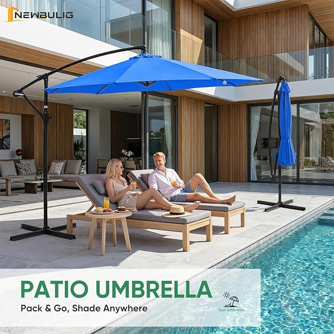 NEWBULIG 10FT Patio Umbrella, Offset Cantilever Outdoor Patio Table Umbrella - Image 10