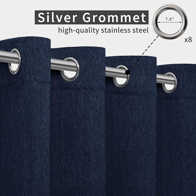 Easy-Going Linen Look Outdoor Curtains Waterproof Windproof Porch Curtains - Image 3