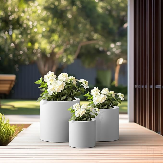 Kante RC0119ABC-C80011 Set of 3 Lightweight Concrete Modern Cylinder Outdoor - Image 7