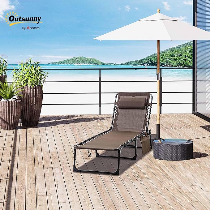 Outsunny Chaise Lounge Chair Outdoor, 5-Position Adjustable Sun Tanning Chair - Image 2