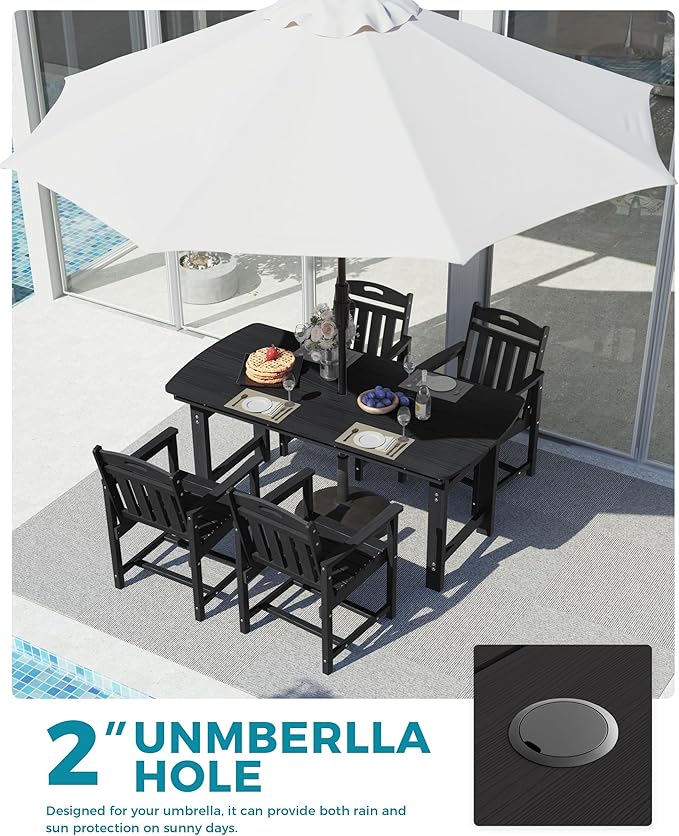 Ciokea HDPE Outdoor Dining Set, 5-Piece Patio Table and Chairs Set - Image 4