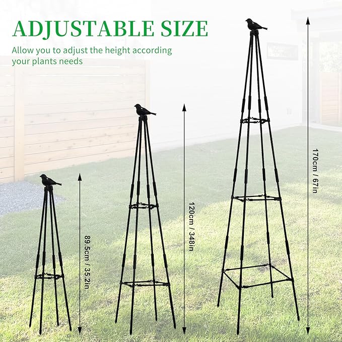 Lalahoni Garden Trellis for Climbing Plants, 67inch Tall Garden Obelisk Trellis - Image 4