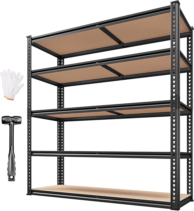 REIBII 40" W Garage Shelving 2500LBS Storage Shelves 72" H Metal Shelving 5 by REIBII