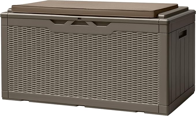 Devoko 100 Gallon Deck Box, Waterproof Resin Outdoor Storage Box by DEVOKO